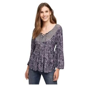 Anthropologie Akemi + Kin Indigo Blue Marcella Peasant Top size S